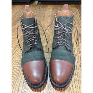 Taft Green Suede Cap Toe Ankle Boots Brown Leather Lace Up Men’s EU 43 US 9.5 10